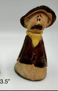 Gill Tilley Handmade Pottery Candle Snuffer Human Figure Brown Coat Hat Wales - Picture 1 of 4