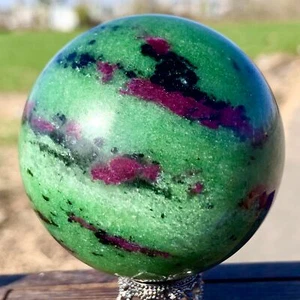 420G Natural green Ruby zoisite (anylite) crystal sample Healing ball - Picture 1 of 20