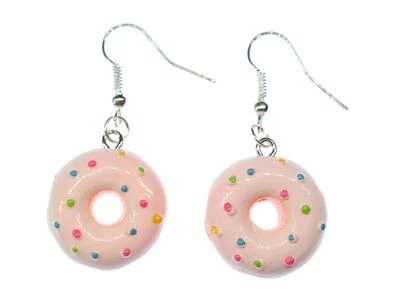 Pendientes de cuentas coloridas Donut esmalte colgante espolvoreos comida rápida EE. UU. 23 mm rosa Foto 1 de 4