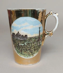Berlin Andenken Tasse alt - Reichstagsgebäude mit Siegessäule / Unter den Linden - Bild 1 von 6