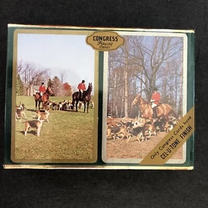 Neu ungeöffnete Box Kongress Spielkarten mit Celutone Finish Fuchsjagd Doppelpack - Bild 1 von 4