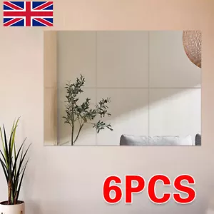 6Pcs 30X30cm Mirror Tiles Wall Sticker Square Self Adhesive Stick On Home Decor - Picture 1 of 9