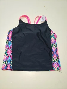 GEORGE GIRL'S Black TANKINI SWIMSUIT Top ONly XL - Picture 1 of 2