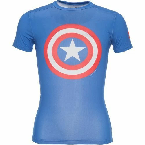 Under Armour Boys Alter Ego Fitted Baselayer Shirt Captain America 1244392-402 - Image 1 of 1