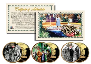 Wizard of Oz MOVIE SCENES Gold Plated Kansas State Quarter 3-Coin Set LICENSED - Picture 1 of 1
