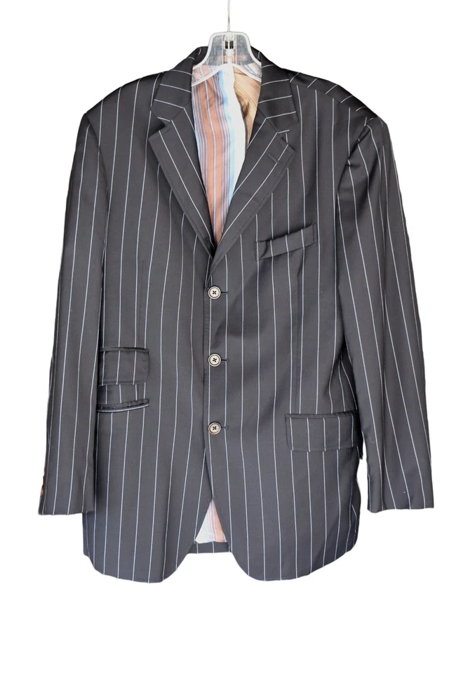 Blazer vintage años 80 para hombre Etro Milano azul lana 3 botones con rayas azul bebé  Foto 1 de 4