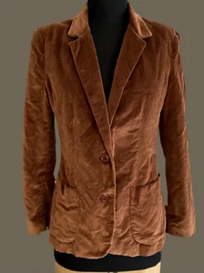 Damen Retro Vintage braun Samt Blazer mit Taschen Schulterpolster Gr. S - Bild 1 von 7