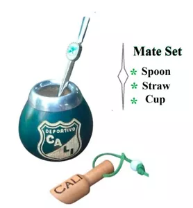 Personalized Mate Engraving Logo El Deportivo Cali, BONUS Spoon Yerba Mate - Picture 1 of 9
