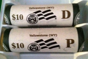 Two Rolls 2010 P & D Yellowstone ATB Cameo Quarters Rolls in Original Wrap #M109 - Picture 1 of 2