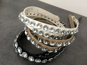 1 CEINTURE FEMME BEIGE doté DE SUBLIME STRASS clouté TOUTE LA LONGUEUR 100CM - Bild 1 von 8