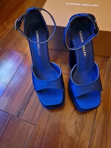 KAREN MILLEN 6 PLATFORM SHOES Double Platform cobalt blue - Picture 1 of 6