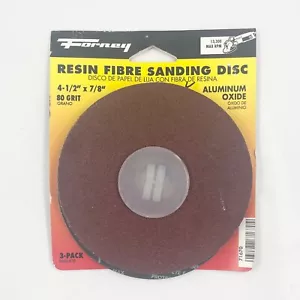 ¡Paquete de 3! Disco de lijado de fibra de resina Forney 71670 4-1/2"" 80 grano óxido de aluminio - Imagen 1 de 2