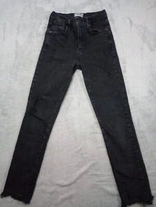 AGOLDE Sophie Crop High Rise Black Denim Raw Hem Skinny Leg Jeans Size 24 - Picture 1 of 18