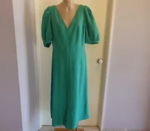 NWT Veronika Maine Wood Jacquard Cross Back Green Midi Dress Size 12 $399 - Picture 1 of 10