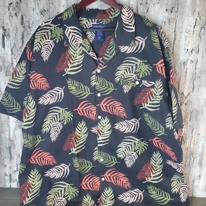John Blair Men's Casual Button Down Shirt Hawaiian Palm Leaves Black Size 3XL - Picture 1 of 8