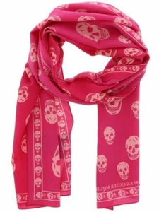ALEXANDER MCQUEEN Alexander Mcqueen Skinny Skull Scarf in Magenta/Pink - Picture 1 of 3