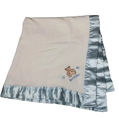 Cutie Pie Best Friends Bear Security Blanket Blue Flannel Satin Trim Lovie Vtg - Image 1 of 4