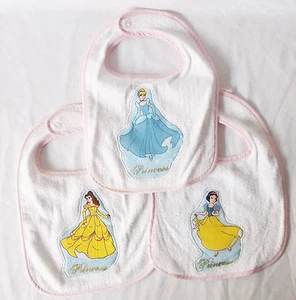 Cute Baby Bibs Princesses-Pink Trim-Set of 3-Custom by Pizazz Creations-New - Picture 1 of 5