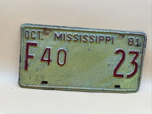1981 Mississippi Nummernschild # F40 23 OKT - Bild 1 von 6