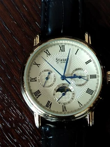 Rare Stauer Magnificat II Automatic '27' Jewel 20193 Moonphase New Old Stock - Picture 1 of 13