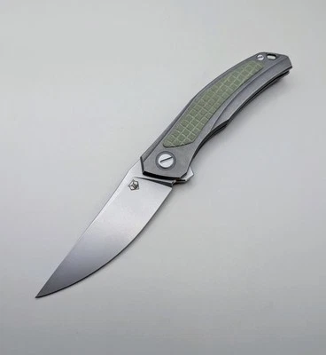Shirogorov Quantum NL Tumbled Green G10 Monkey Edge FRAG Pattern (MEFP) Titanium - Image 1 of 4