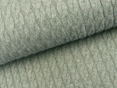 STRICK Stoff schwer mit Zopfmuster weich dehnbar KHAKI MELANGE EUR 22,98/m - Bild 1 von 2