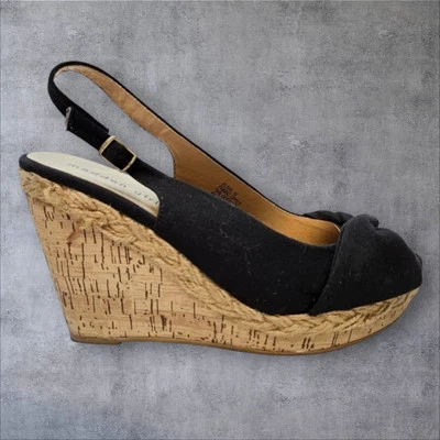 Madden Girl Elivia Peep Toe Slingback Cork Wedge Espadrille Women's Shoes 8.5 - Image 1 of 4