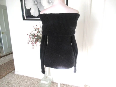 Suéter MODA INTERNATIONAL Negro Boucle Hombros Encendidos/Apagados XXS Nuevo Minorista $128 Foto 1 de 4