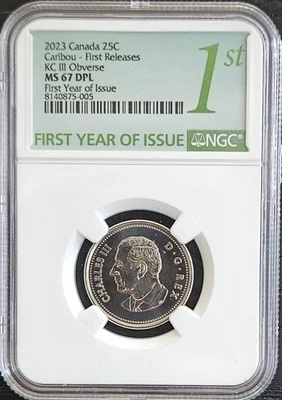 2023 Canada 25 Cent Caribou King Charles NGC MS 67 DPL - Image 1 of 3