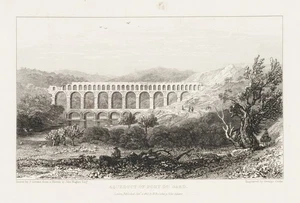COOKE (*1781) nach HUGHES (*1790), Pont du Gard. Aquädukt in Landschaft,  1825, - Bild 1 von 5