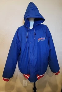 Chaqueta de iniciación Buffalo Bills vintage de los 90 XL NFL abrigo acolchado con capucha parche con logotipo - Imagen 1 de 7