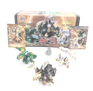 Bakugan God 3 Jiba Dragaon, Kurokami Go Fudo, Jigen Garyu (w/ Box & Cards) VHTF - Picture 1 of 2
