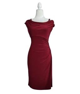 Lauren Ralph Lauren Burgundy Red Cowl Dress Womens Size 2 Cocktail Quiet Luxury - Picture 1 of 8