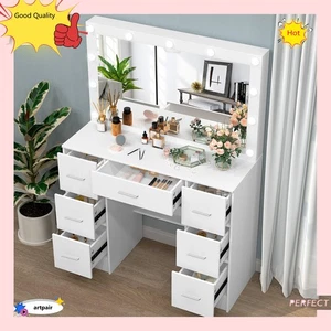 Waschtisch Set 11 LED Leuchten mit 3 Farben Spiegel Schminktisch Schmink Schreibtisch und Schublade - Bild 1 von 10