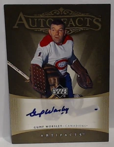 Artefactos de cubierta superior Gump Worsley 2005-06 hechos automáticos/100 canadienses - Imagen 1 de 2