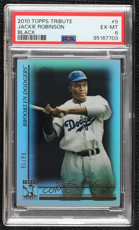 2010 Topps Tribute Black /99 Jackie Robinson #9 PSA 6 HOF - Image 1 of 2