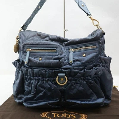 Tod's Bolso de Madre Bolso de Hombro Azul Nylon Dorado Herrajes Foto 1 de 4