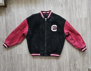 Vintage South Carolina Gamecocks Suede Leather Bomber Jacket Graphic American - Picture 1 of 12