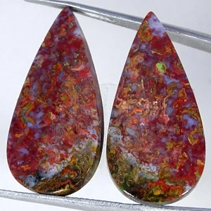 Par de piedras preciosas cabujón pera ágata húngara 100 % natural 16,70 quilates 12X23X3 mm - Imagen 1 de 4