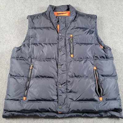 Orvis Puffer Vest Mens XL Navy Blue Orange Down Filled Nylon Outdoor Quilted - Image 1 of 4