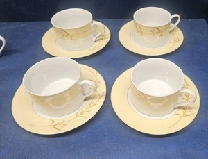 Vintage 2009 Gorham Fine China "Golden Blossom" 4 Sets Cups/Saucers Japan EUC - Picture 1 of 5