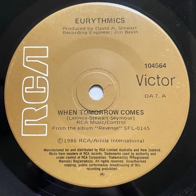Eurythmics When Tomorrow Comes Vinyl Record 7” 45 RPM 104564 RCA Victor 1986 - Image 1 of 4