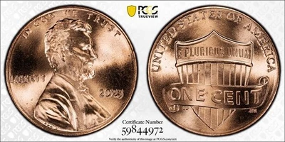 2023 Lincoln Shield Cent Extra V - PCGS Graded MS66RD - Penny - 1C - Xtra V - Image 1 of 3