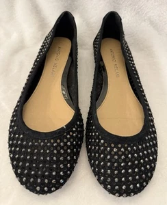 Antonio Melani Black Rhinestone Slip On Ballet Flats Women’s Size 7 EUC! - Picture 1 of 11