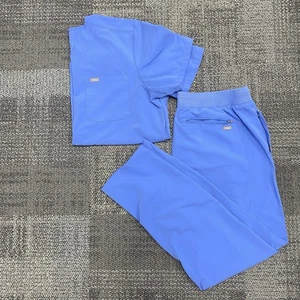 FIGS Technical Men’s XXL Leon top & XL Pants M19SW2002 Ceil blue Set Scrubs - Picture 1 of 11