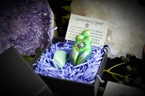 Clay Goddess Fortuna Luck Aventurine Aquamarine Wicca Pagan Altar Yule Gift - Picture 1 of 7