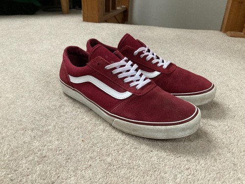 SCARPE DA DONNA VANS PELLE SCAMOSCIATA ROSSA VECCHIE SKOOL CON LACCI UK 7 5 PIATTE SKATE CASUAL ZZ