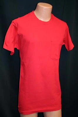 Camiseta de Bolsillo Para Hombres M 38-40 De Colección Años 80 EE. UU. ROJO Algodón EN BLANCO Fruta del Telar Foto 1 de 4