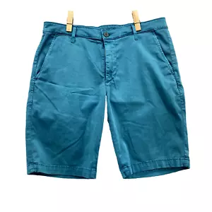 Adriano Goldschmied Shorts 32x9* Teal Griffin Tailored Preppy Casual Chino Men's - Picture 1 of 11
