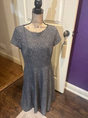 Classiques Entier Dress Fit Flare Career Wool Look Herringbone Knit 12 38” 42” - Image 1 of 4